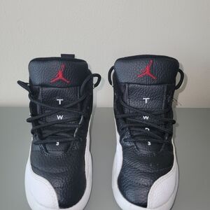 Jordan Kids Black and White Sneakers with Red Accents